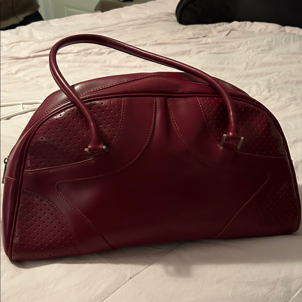 TIFFANY & FRED VINTAGE LARGE RED LEATHER BOWLING